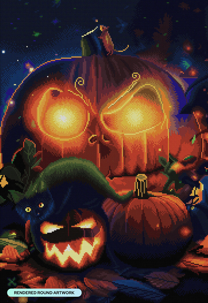 Diamond Painting Happy Halloween 20" x 29" (50.7cm x 73.7cm) / Round with 43 Colors including 3 AB and 1 Fairy Dust Diamonds / 47,603