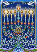 Diamond Painting Happy Hanukkah Menorah 25.6" x 36.2" (65cm x 91.8cm) / Square with 50 Colors including 3 ABs and 1 Iridescent Diamond and 1 Fairy Dust Diamond / 96,309