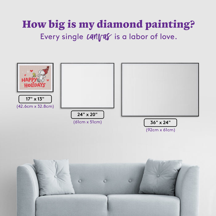 Diamond Painting Happy Holidays 17" x 13" (42.6cm x 32.8cm) / Round With 9 Colors including 2 AB Diamonds and 1 Fairy Dust Diamonds / 17,784