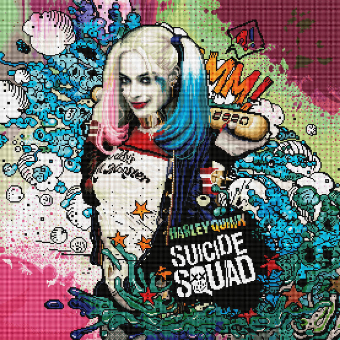Diamond Painting Harley Quinn: Worst. Heroes. Ever. 27.6" x 27.6″ (70cm x 70cm) / Square With 67 Colors Including 4 ABs / 76,729
