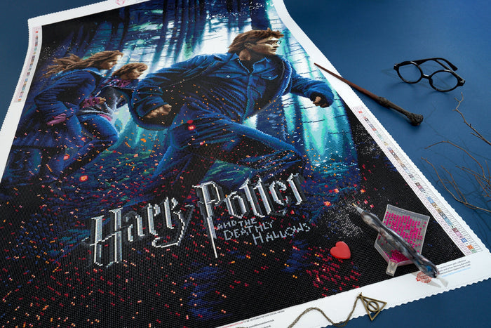 Diamond Painting Harry Potter and the Deathly Hallows 26.4" x 39" (67cm x 99cm) / Square With 54 Colors Including 3 ABs and 2 Fairy Dust Diamonds / 106,793