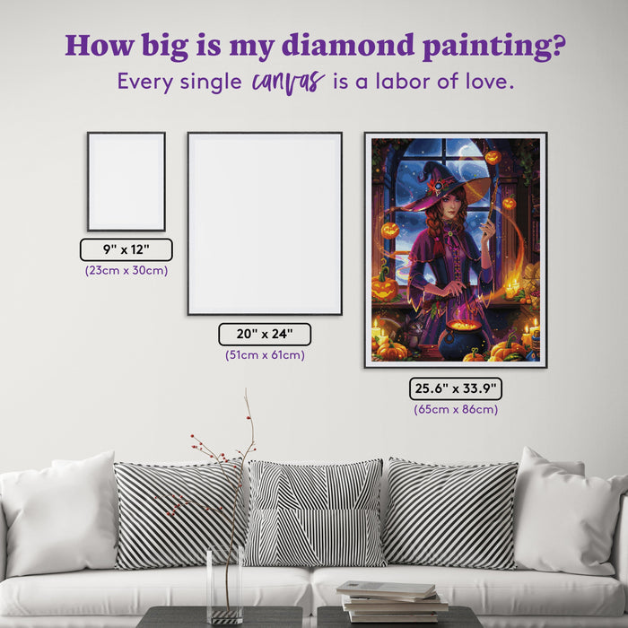 Diamond Painting Harvest Witch 25.6" x 33.9" (65cm x 86cm) / Square with 78 Colors including 3 ABs and 3 Fairy Diamonds / 90,045