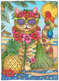 Diamond Painting Hawaiian Cat 22" x 30″ (56cm x 76cm) / Round with 41 Colors including 2 ABs / 53,460