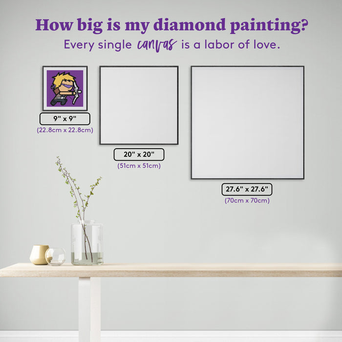 Diamond Painting Hawkeye 9" x 9" (22.8cm x 22.8cm) / Round with 9 Colors including 2 Fairy Dust Diamonds / 6,889
