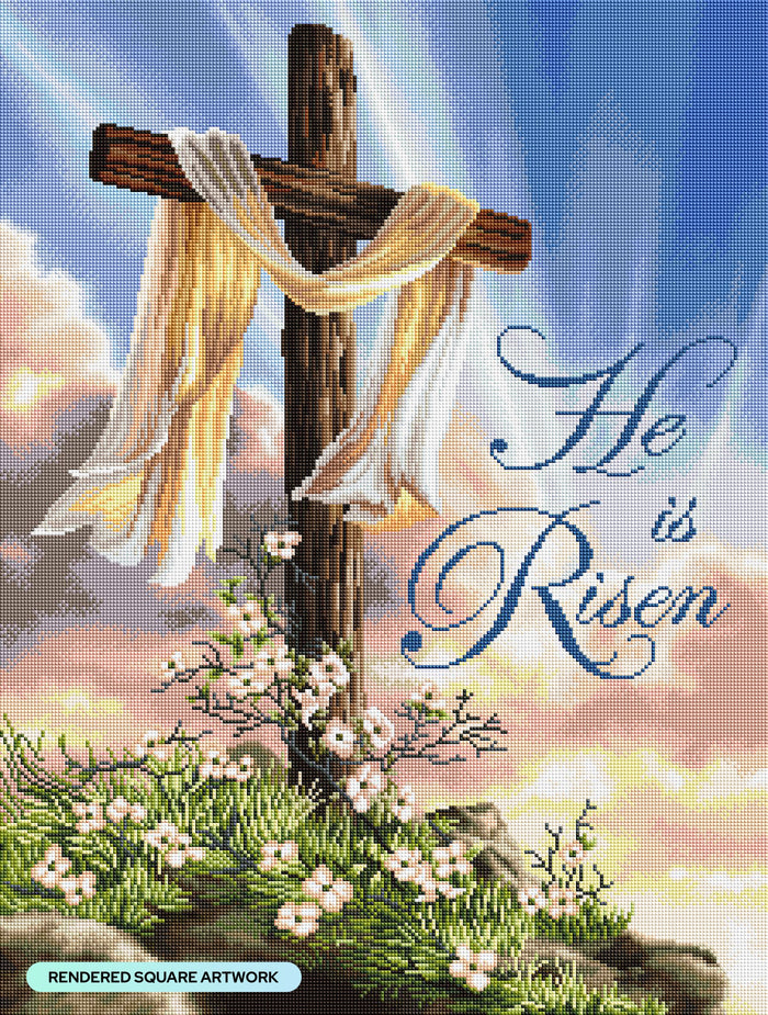 Diamond Painting He is Risen 22" x 29" (55.8cm x 73.7cm) / Square with 55 Colors including 3 ABs and 1 Electro Diamonds / 66,304