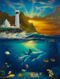 Diamond Painting Heavenly Passage Lighthouse 27.6" x 36.6" (70cm x 93cm) / Square with 64 Colors including 2 ABs and 3 Fairy Dust Diamonds / 104,813