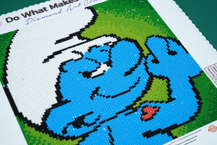 Diamond Painting Hefty Smurf 9" x 9" (23cm x 23cm) / Round with 8 Colors including 1 AB and 1 Glow In The Dark Diamond / 6,724