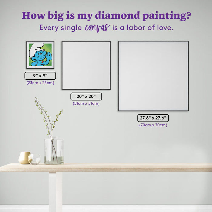 Diamond Painting Hefty Smurf 9" x 9" (23cm x 23cm) / Round with 8 Colors including 1 AB and 1 Glow In The Dark Diamond / 6,724