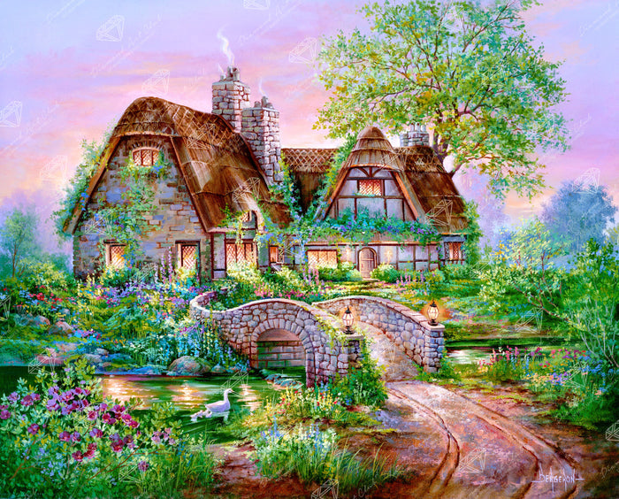 Diamond Painting Heritage House 34.3" x 27.6" (86.9cm x 69.9cm) / Square With 92 Colors Including 3 ABs and 5 Fairy Dust Diamonds / 98,069