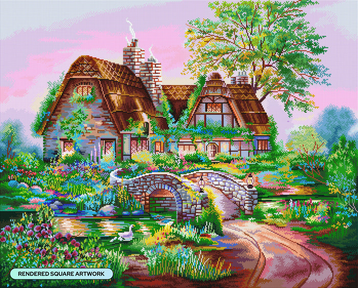 Diamond Painting Heritage House 34.3" x 27.6" (86.9cm x 69.9cm) / Square With 92 Colors Including 3 ABs and 5 Fairy Dust Diamonds / 98,069