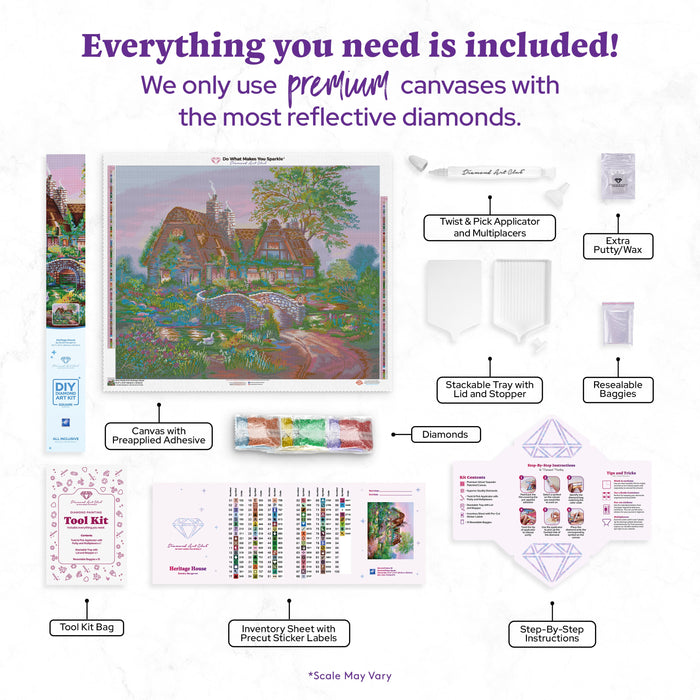 Diamond Painting Heritage House 34.3" x 27.6" (86.9cm x 69.9cm) / Square With 92 Colors Including 3 ABs and 5 Fairy Dust Diamonds / 98,069