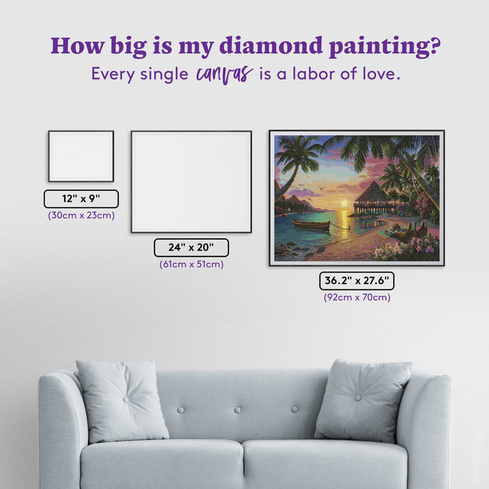 Diamond Painting Hidden Paradise 36.2" x 27.6" (92cm x 70cm) / Square With 70 Colors Including 2 ABs and 4 Fairy Dust Diamonds / 103,689