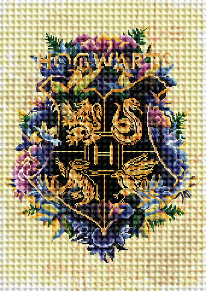 Diamond Painting Hogwarts™ Crest - Fine Oddities (Beige) 17" x 24″ (43cm x 61cm) / Square With 46 Colors Including 4 ABs / 41,211