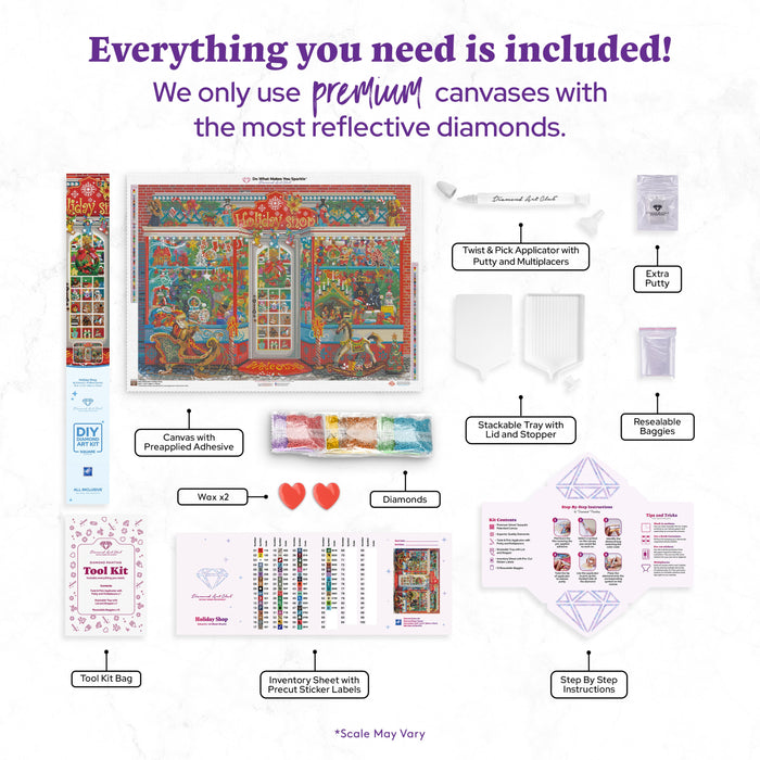 Diamond Painting Holiday Shop 38.6" x 27.6" (98cm x 70cm) / Square with 64 Colors including 3 ABs and 3 Fairy Dust Diamonds / 110,433