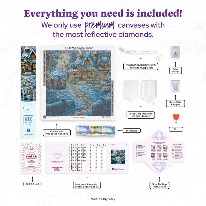 Diamond Painting Home for the Holidays 22" x 22" (55.8cm x 55.8cm) / Square with 45 Colors including 3 ABs and 2 Fairy Dust Diamonds / 50,176