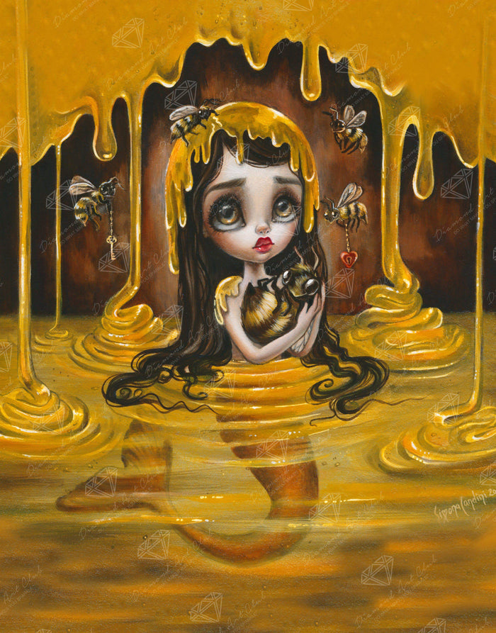 Diamond Painting Honey Mermaid 22" x 28″ (56cm x 71cm) / Round with 25 Colors including 2 ABs / 50,542