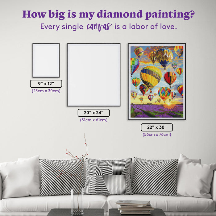 Diamond Painting Hot Air Balloon 22" x 30" (56cm x 76cm) / Square with 64 Colors including 5 ABs / 68,320