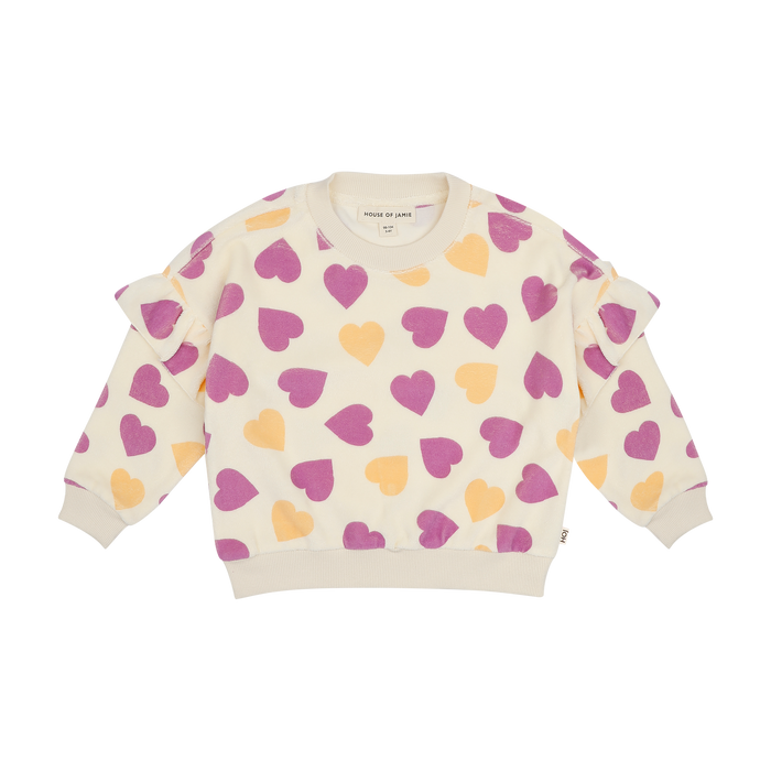 House of Jamie Frill sweatshirt happy hearts