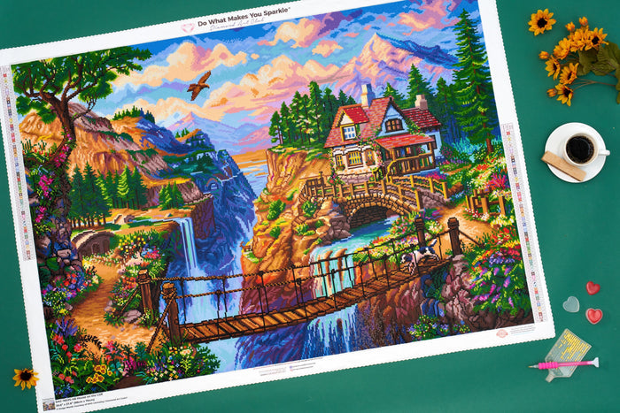 Diamond Painting House on the Cliff 39.6" x 27.6" (98cm x 70cm) / Square with 62 Colors including 4 ABs / 110,433