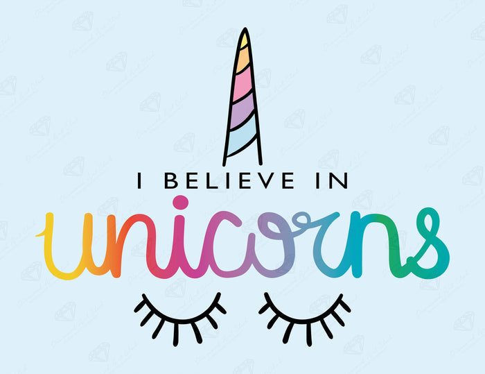 Diamond Painting I Believe In Unicorns 17" x 13" (42.6cm x 32.8cm) / Round with 18 Colors including 4 ABs / 17,784
