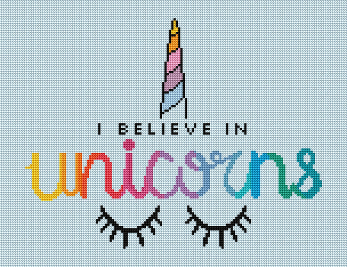 Diamond Painting I Believe In Unicorns 17" x 13" (42.6cm x 32.8cm) / Round with 18 Colors including 4 ABs / 17,784