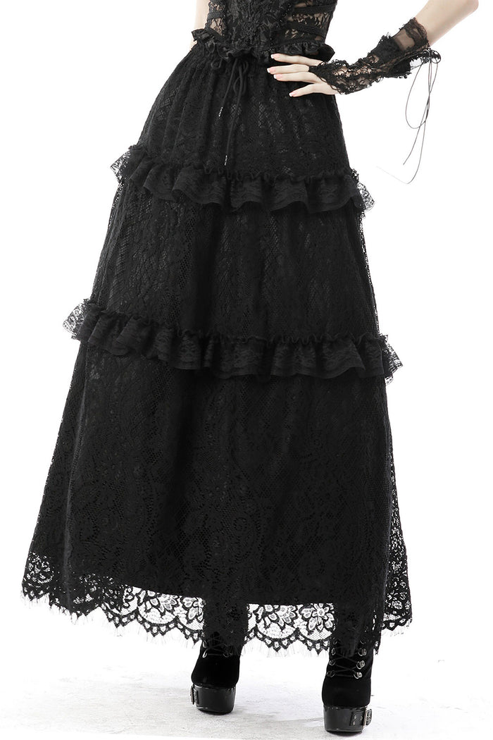 gothic long lace skirt