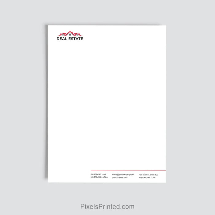 Independent real estate office letterhead personalized with brokerage information