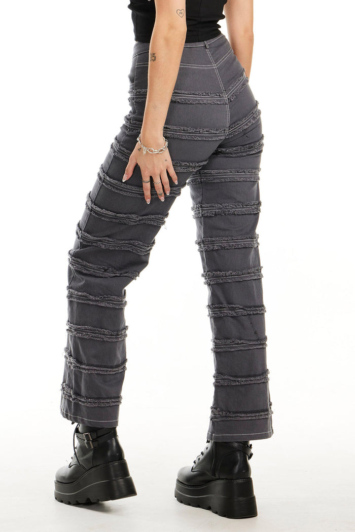 womens grunge goth high waisted grey ripped jeans