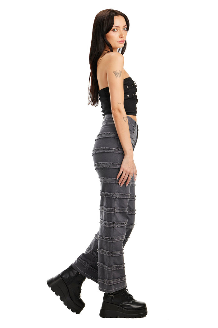 grunge goth denim high waisted grey ripped jeans