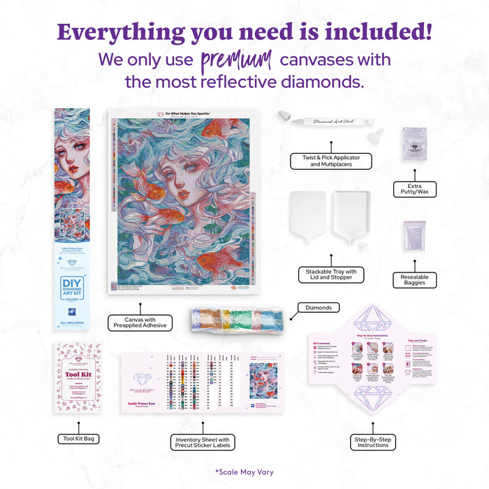 Diamond Painting Inside Watery Eyes 22" x 27.6" (55.8cm x 70cm) / Square with 59 Colors including 3 ABs and 2 Fairy Dust Diamonds / 62,944