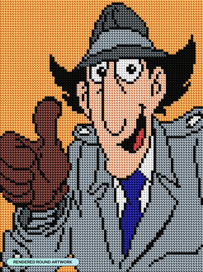 Diamond Painting Inspector Gadget 9" x 12" (23cm x 30.8cm) / Round with 10 Colors including 2 AB Diamonds / 9,020