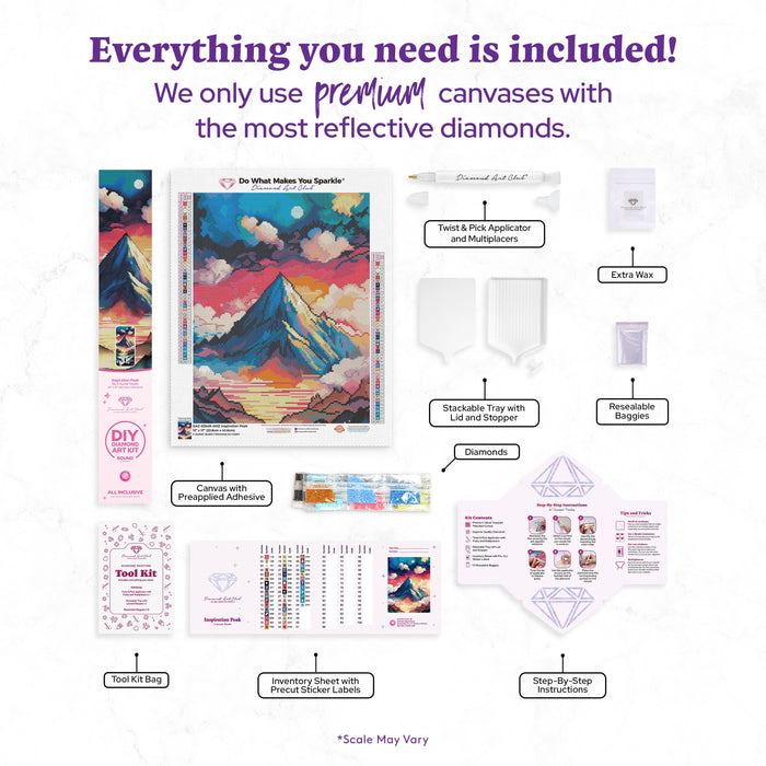 Diamond Painting Inspiration Peak 13" x 17" (32.8cm x 42.6cm) / Round with 46 Colors including 3 ABs and 1 Fairy Dust Diamonds / 17,784