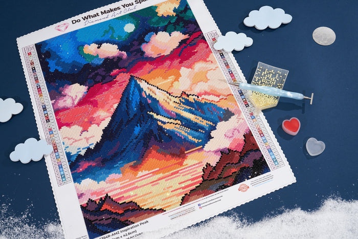 Diamond Painting Inspiration Peak 13" x 17" (32.8cm x 42.6cm) / Round with 46 Colors including 3 ABs and 1 Fairy Dust Diamonds / 17,784