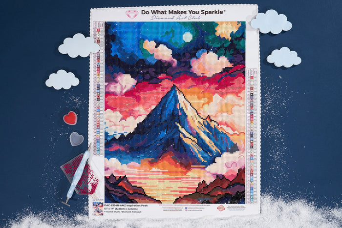 Diamond Painting Inspiration Peak 13" x 17" (32.8cm x 42.6cm) / Round with 46 Colors including 3 ABs and 1 Fairy Dust Diamonds / 17,784