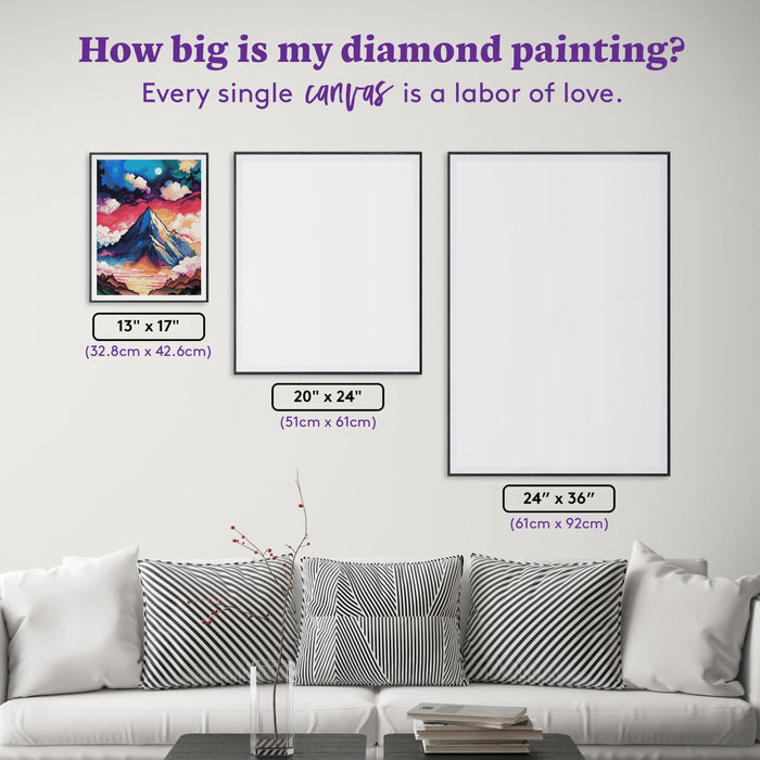 Diamond Painting Inspiration Peak 13" x 17" (32.8cm x 42.6cm) / Round with 46 Colors including 3 ABs and 1 Fairy Dust Diamonds / 17,784