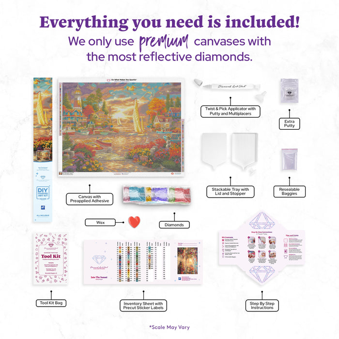Diamond Painting Into the Sunset 36.6" x 27.6" (93cm x 70cm) / Square With 62 Colors Including 4 ABs / 102,213