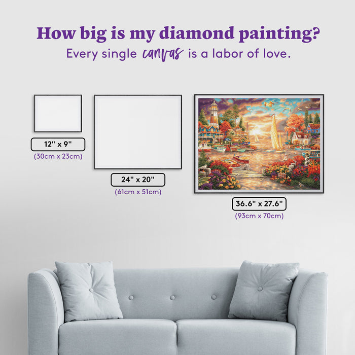 Diamond Painting Into the Sunset 36.6" x 27.6" (93cm x 70cm) / Square With 62 Colors Including 4 ABs / 102,213