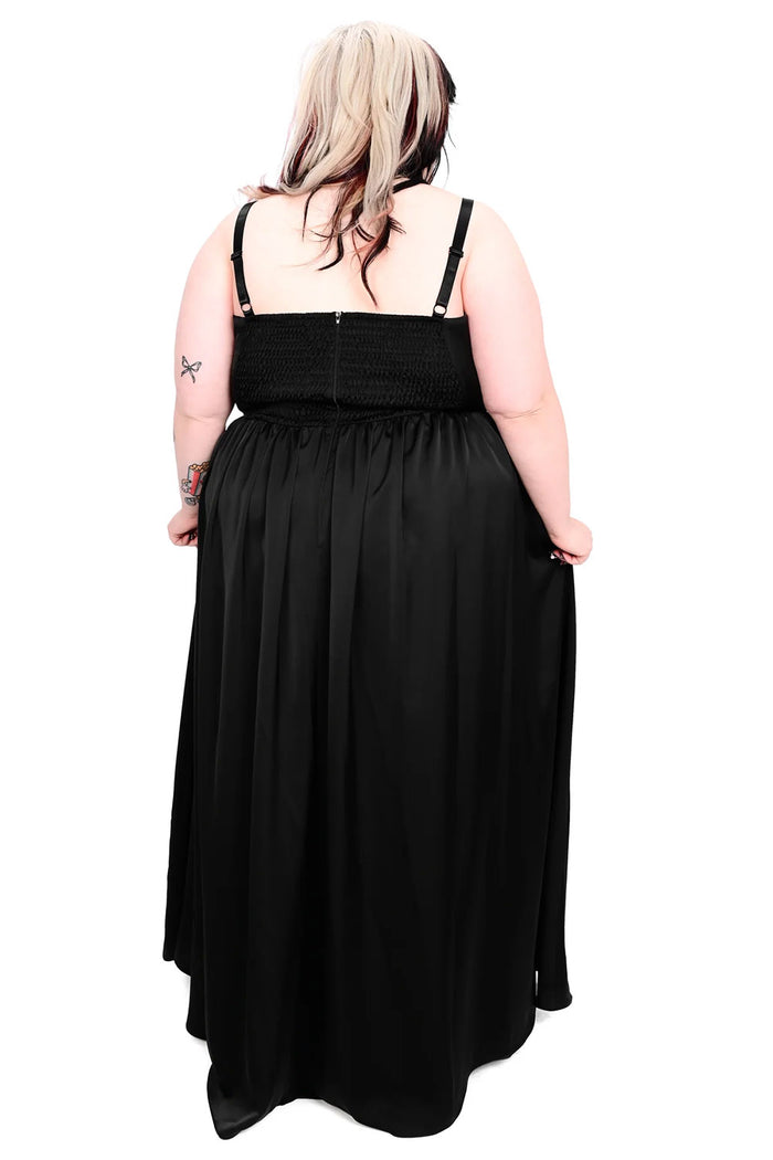 corset maxi dress with garter belts