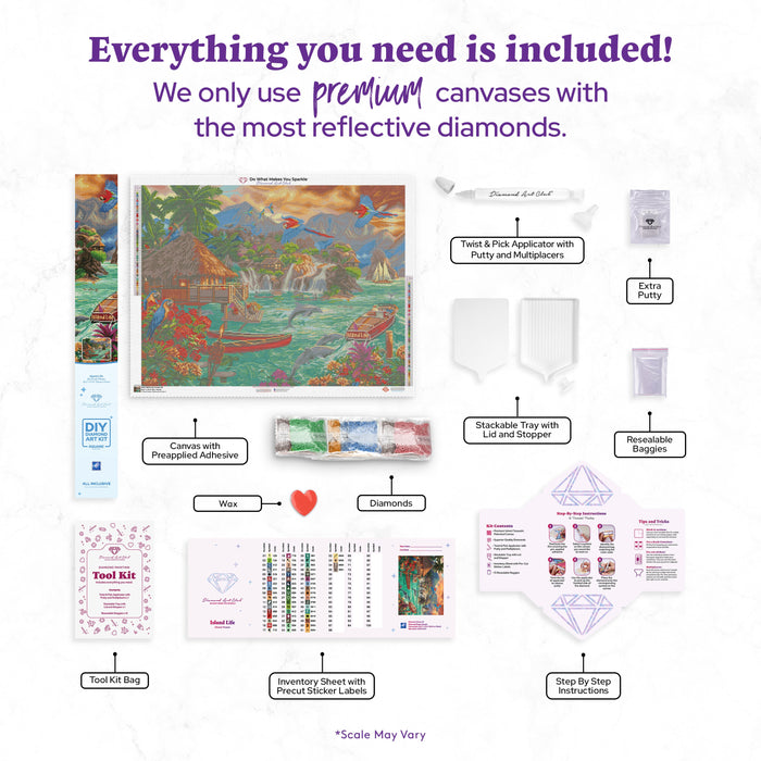 Diamond Painting Island Life 36.2" x 27.6″ (92cm x 70cm) / Square with 55 Colors including 2 ABs / 101,105