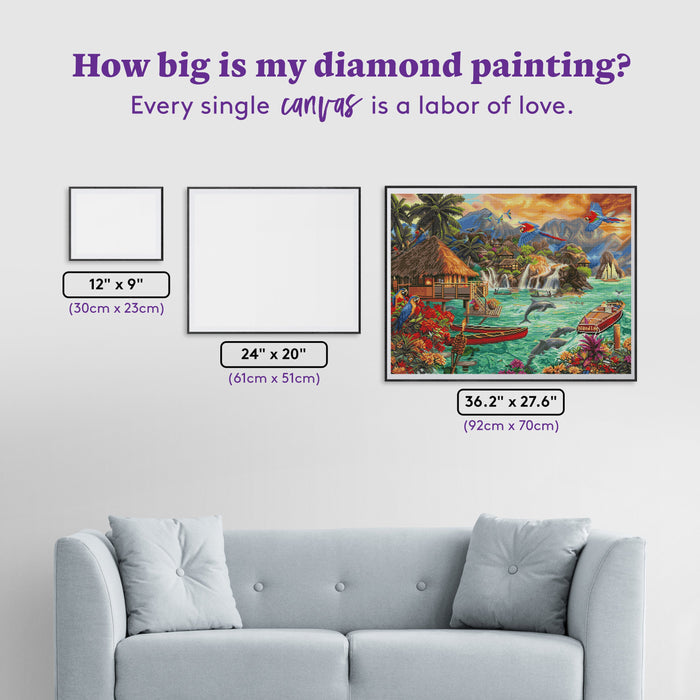 Diamond Painting Island Life 36.2" x 27.6″ (92cm x 70cm) / Square with 55 Colors including 2 ABs / 101,105