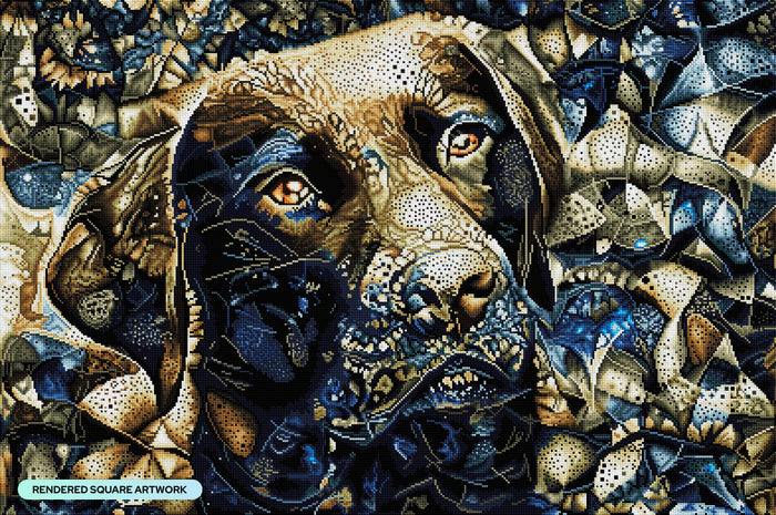 Diamond Painting Jack the Black Labrador Retriever 38.6" x 25.6" (98cm x 65cm) / Square with 39 Colors including 2 ABs and 1 Fairy Dust Diamonds / 102,573