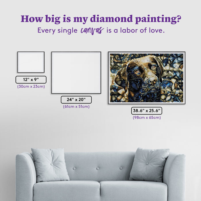 Diamond Painting Jack the Black Labrador Retriever 38.6" x 25.6" (98cm x 65cm) / Square with 39 Colors including 2 ABs and 1 Fairy Dust Diamonds / 102,573