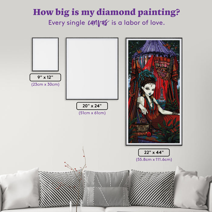 Diamond Painting Jeniya 22" x 44" (55.8cm x 111.6cm) / Square with 63 Colors including 2 ABs, 1 Electro Diamonds, and 2 Fairy Dust Diamonds / 100,352