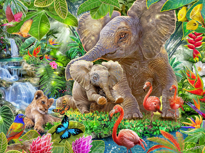 Diamond Painting Jungle Harmony 37" x 27.6" (94cm x 70cm) / Square with 74 Colors including 4 ABs and 2 Fairy Dust Diamonds / 105,937