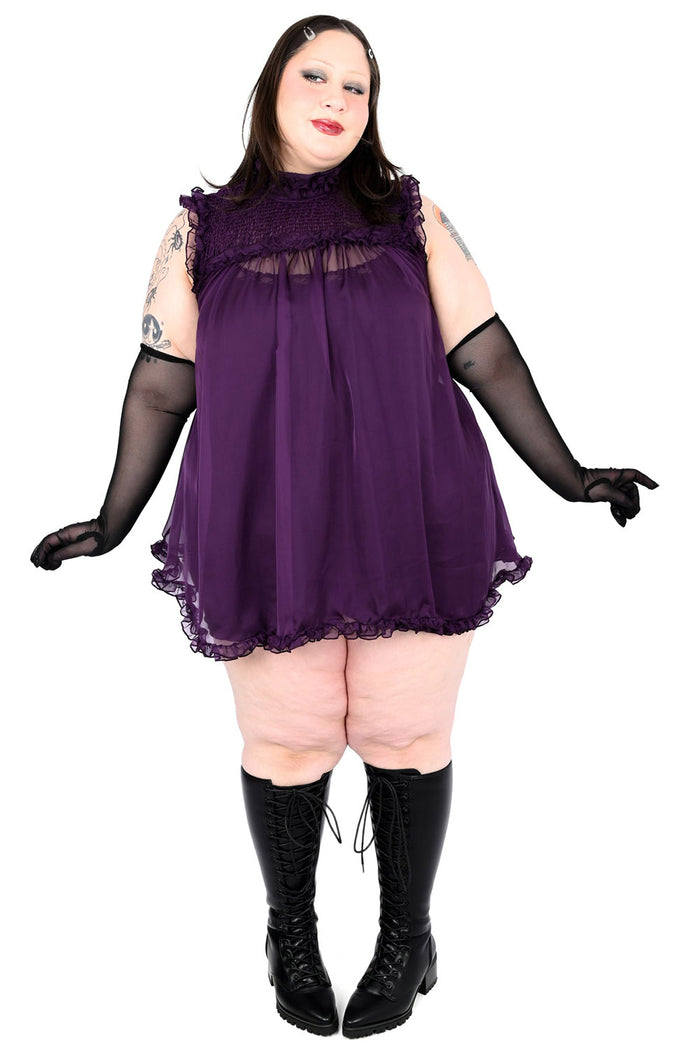 ruffle trim hem gothic mini dress