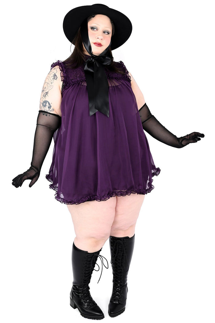 sheer chiffon ruffle dress plus size