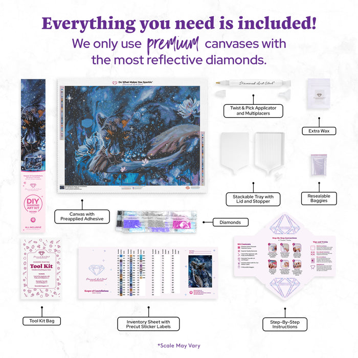 Diamond Painting Keeper of Constellations 30" x 22" (76cm x 55.8cm) / Round with 44 Colors including 2 ABs and 3 Fairy Dust Diamonds / 53,929