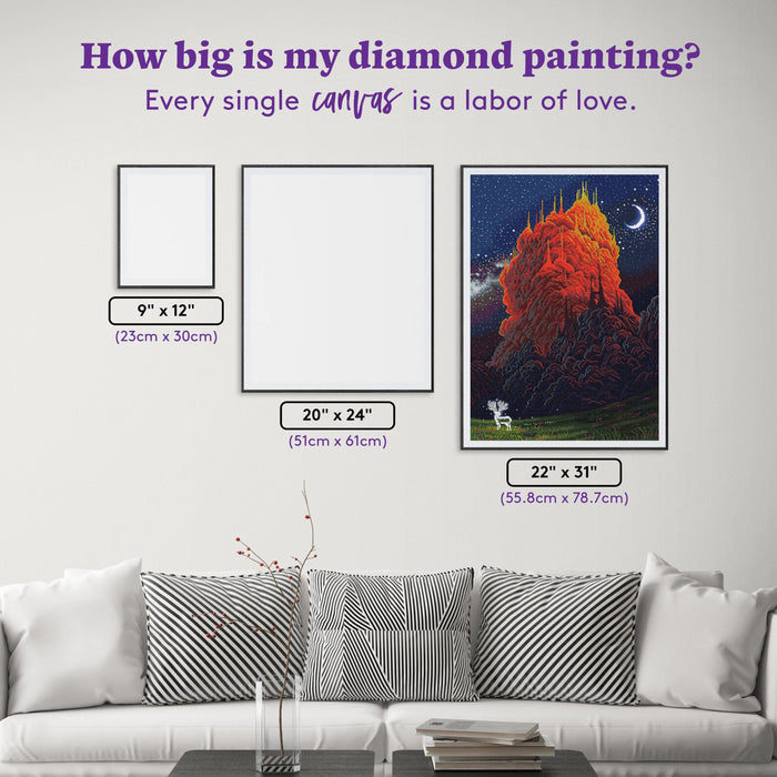 Diamond Painting Kingdom of the Clouds 22" x 31" (55.8cm x 78.7cm) / Square with 41 Colors including 3 ABs and 1 Fairy Dust Diamonds / 70,784