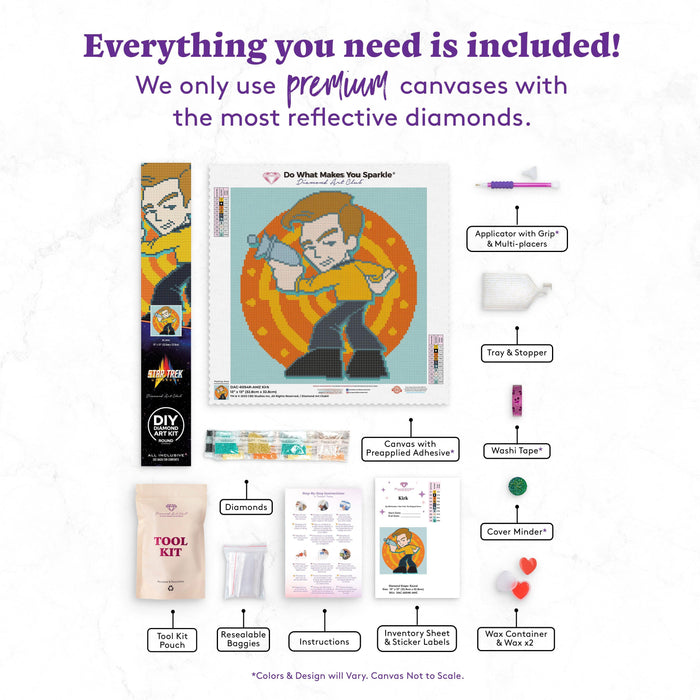 Diamond Painting Kirk 13" x 13" (32.8cm x 32.8cm) / Round with 10 Colors Including 1 ABs and 1 Fairy Dust Diamonds / 13,689