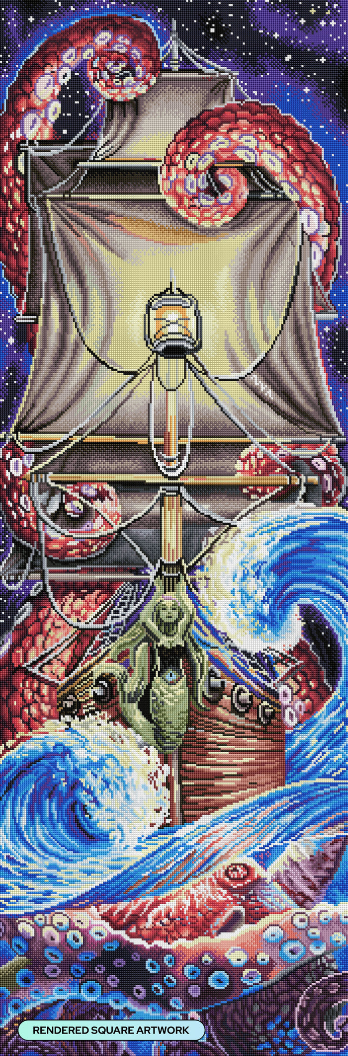 Diamond Painting Kraken #1 17" x 51" (42.8cm x 129.7cm) / Square With 64 Colors Including 5 ABs / 89,612